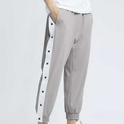 Men's High Split Side Pants Elastic Waist Loose Fit Joggers Casual Sports Trousers Snap Button Track Long Pants Fashion Hippie Regular Fit Fall Winter Outdoor Casual Long Pants